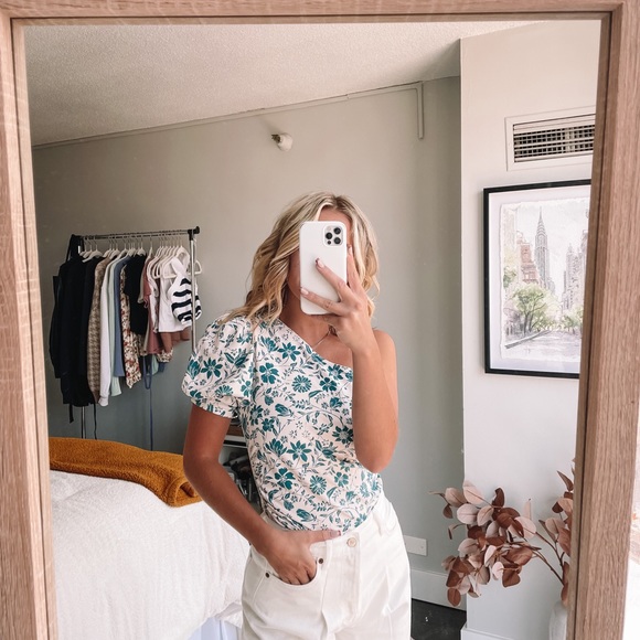 Free People Blue Floral One Shoulder Bodysuit!! - Picture 6 of 7